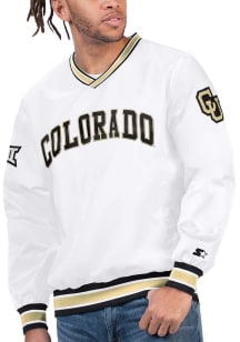 Starter Colorado Buffaloes Mens White Arch School Name Pullover Jackets