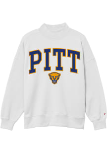 Pitt Panthers Womens White Diana Mock Neck Crew Sweatshirt