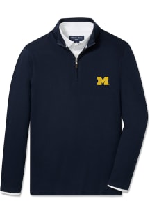 Mizzen+Main Michigan Wolverines Mens Navy Blue KPI Long Sleeve Qtr Zip Pullover