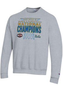 Champion UCLA Bruins Mens Grey WBB National Champs 2026 Powerblend Long Sleeve Crew Sweatshirt