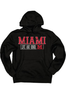 Blue 84 Miami RedHawks Mens Black Love and Honor Long Sleeve Hoodie
