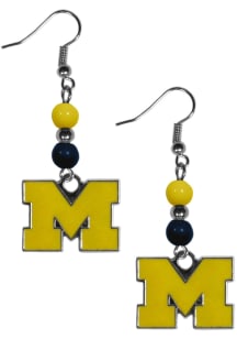 Michigan Wolverines Fan Bead Dangle Womens Earrings