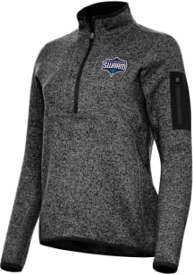Antigua Greensboro Swarm Womens Black Heather Fortune Qtr Zip