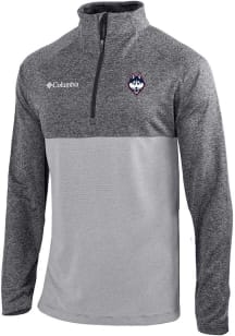 Columbia UConn Huskies Mens Charcoal Heat Seal Omni Wick Rockin It Long Sleeve Qtr Zip Pullover