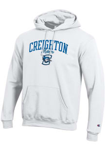 Champion Creighton Bluejays Mens White Mom Script Powerblend Long Sleeve Hoodie