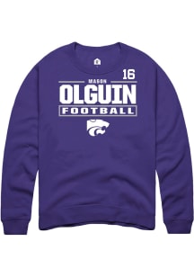 Mason Olguin  Rally K-State Wildcats Mens Purple Football NIL Stacked Box Long Sleeve Crew Sweatsh..