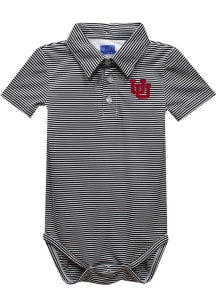 Vive La Fete Utah Utes Baby Black Pencil Stripe Short Sleeve One Piece Polo