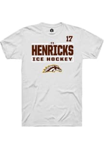 Ty Henricks Western Michigan Broncos White NIL Stacked Box Short Sleeve Player T Shirt