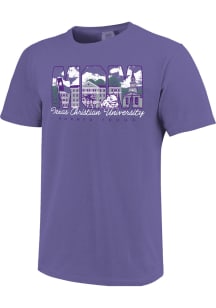 TCU Horned Frogs Womens Purple Campus Drawing Mom Short Sleeve T-Shirt