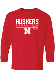Summit Sportswear Nebraska Cornhuskers Youth Red Hoops Long Sleeve T-Shirt