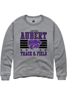 Ludivine Aubert K-State Wildcats Mens Grey NIL Striped Player Crew