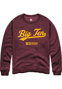 Rally Big Ten Mens Maroon Script Long Sleeve Crew Sweatshirt