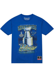 Mitchell and Ness St Louis Blues Blue 2019 Cup Chase Short Sleeve Fashion T Shirt