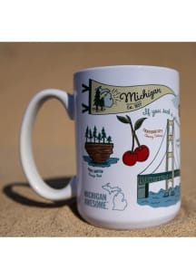 Michigan State Icons 15 oz Ceramic Mug - White