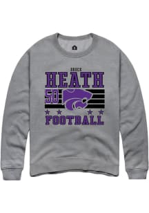 Brock Heath K-State Wildcats Mens Grey Football NIL Striped Player Crew