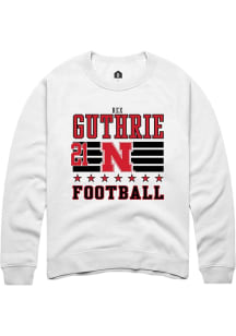 Rex Guthrie Nebraska Cornhuskers Mens White Football NIL Striped Player Crew
