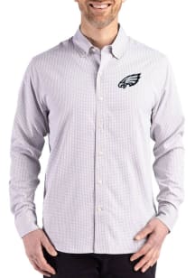 Cutter and Buck Philadelphia Eagles Mens Grey Mono Skyline Long Sleeve Dress Shirt