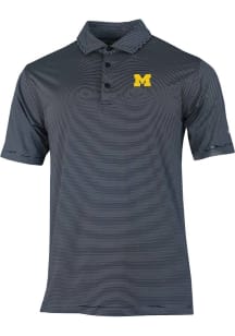 Columbia Michigan Wolverines Mens Navy Blue Heat Seal Double Hit Short Sleeve Polo