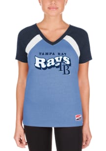 New Era Tampa Bay Rays Womens Light Blue Raglan Short Sleeve T-Shirt