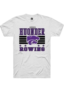 Abigail Huonder K-State Wildcats White NIL Striped Short Sleeve Player T Shirt