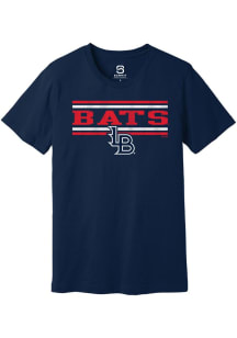 Summit Sportswear Louisville Bats Navy Blue Double Bars Short Sleeve T Shirt