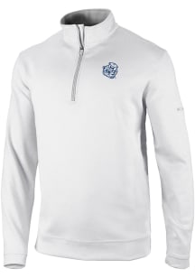 Columbia Michigan Wolverines Mens White Vault Heat Seal Omni Wick Wickhams Hills Long Sleeve Qtr Z..