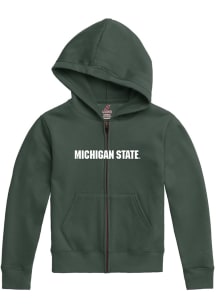 Michigan State Spartans Youth Green Essential Wordmark Long Sleeve Full Zip Jacket