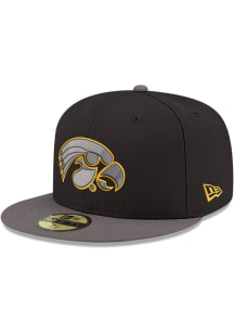 New Era Iowa Hawkeyes Mens Black Black Graphite Color Pop GCP 59FIFTY Fitted Hat
