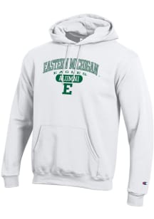 Champion Eastern Michigan Eagles Mens White Pill Box Alumni Powerblend Long Sleeve Hoodie