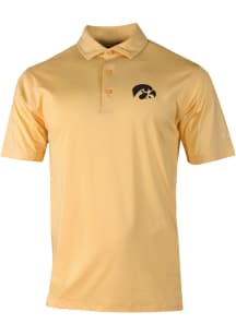 Columbia Iowa Hawkeyes Mens Gold Heat Seal Double Hit Short Sleeve Polo