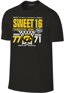 Iowa Hawkeyes Black 2026 Men's Basketball Sweet 16 Score vs Nebraska Cornhuskers Short Sleeve T Sh..