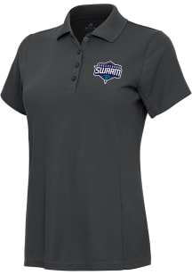 Antigua Greensboro Swarm Womens Anthracite Legacy Pique Short Sleeve Polo Shirt