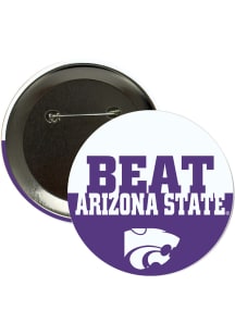 K-State Wildcats BEAT Arizona St 3in Button - Purple