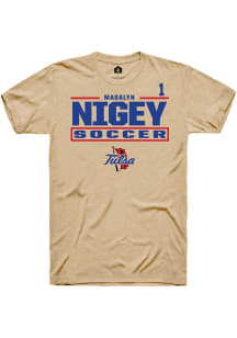 Madalyn Nigey Tulsa Golden Hurricane Brown NIL Stacked Box Short Sleeve Player T Shirt