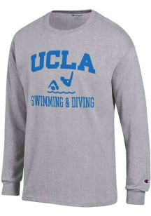 Champion UCLA Bruins Grey Swimming & Diving Icon Jersey Long Sleeve T Shirt