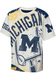 Michigan Wolverines Youth Navy Blue Top Player Football Short Sleeve Fashion T-Shirt
