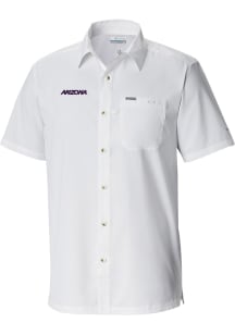 Columbia Arizona Wildcats Mens White Heat Seal Slack Tide Camp Short Sleeve Dress Shirt