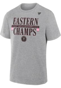 Inter Miami CF Grey 2025 Conference Champs Locker Room Short Sleeve T Shirt