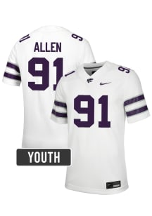 Jordan Allen K-State Wildcats Youth White Nike NIL Name And Number Football Jersey