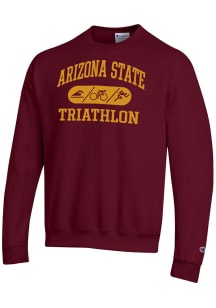 Champion Arizona State Sun Devils Mens Maroon Triathlon Icon Powerblend Long Sleeve Crew Sweatshir..