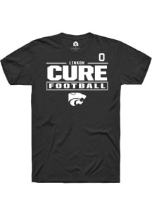 Linkon Cure K-State Wildcats Black Football NIL Stacked Box Short Sleeve Player T Shirt