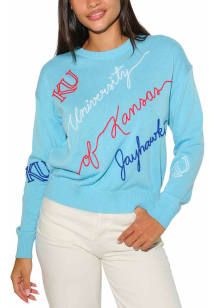 Kansas Jayhawks Womens Light Blue Love Letter Long Sleeve Sweater