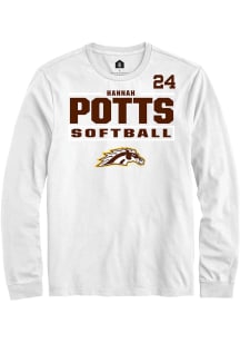 Hannah Potts Western Michigan Broncos White NIL Stacked Box Long Sleeve Player T Shirt