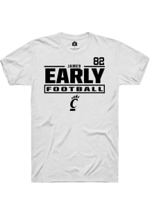 James Early Cincinnati Bearcats White Football NIL Stacked Box Short Sleeve Player T Shirt
