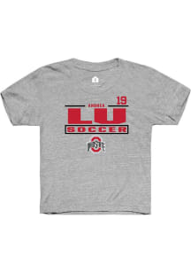 Andrea Lu Ohio State Buckeyes Youth Grey NIL Stacked Box Player Tee