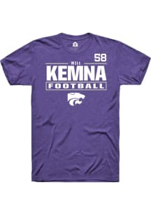 Will Kemna K-State Wildcats Purple Football NIL Stacked Box Short Sleeve Player T Shirt