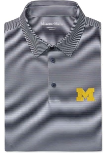 Mizzen+Main Michigan Wolverines Mens Navy Blue Versa Stripe Short Sleeve Fashion Polo