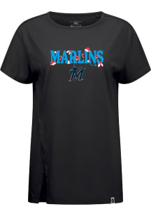 Levelwear Miami Marlins Womens Black Influx Festive Short Sleeve T-Shirt