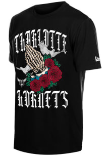 New Era Charlotte Hornets Black Skull Hands Short Sleeve Fashion T Shirt