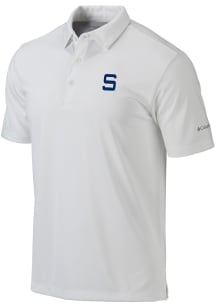 Columbia Penn State Nittany Lions Mens White Vault Heat Seal Omni Wick Drive Short Sleeve Polo